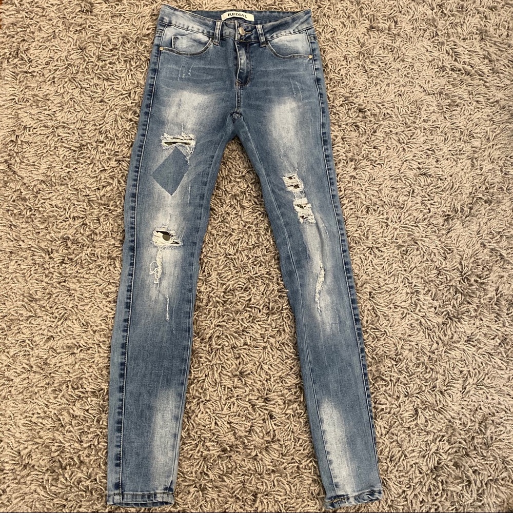 Redial Ripped Jeans With Camo Rip Detail